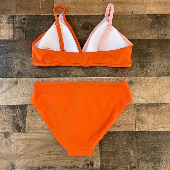 SHEIN Girls Color Block Bikini Swimsuit Removable Pads Size 160/ US 13/14 - Picture 4 of 14